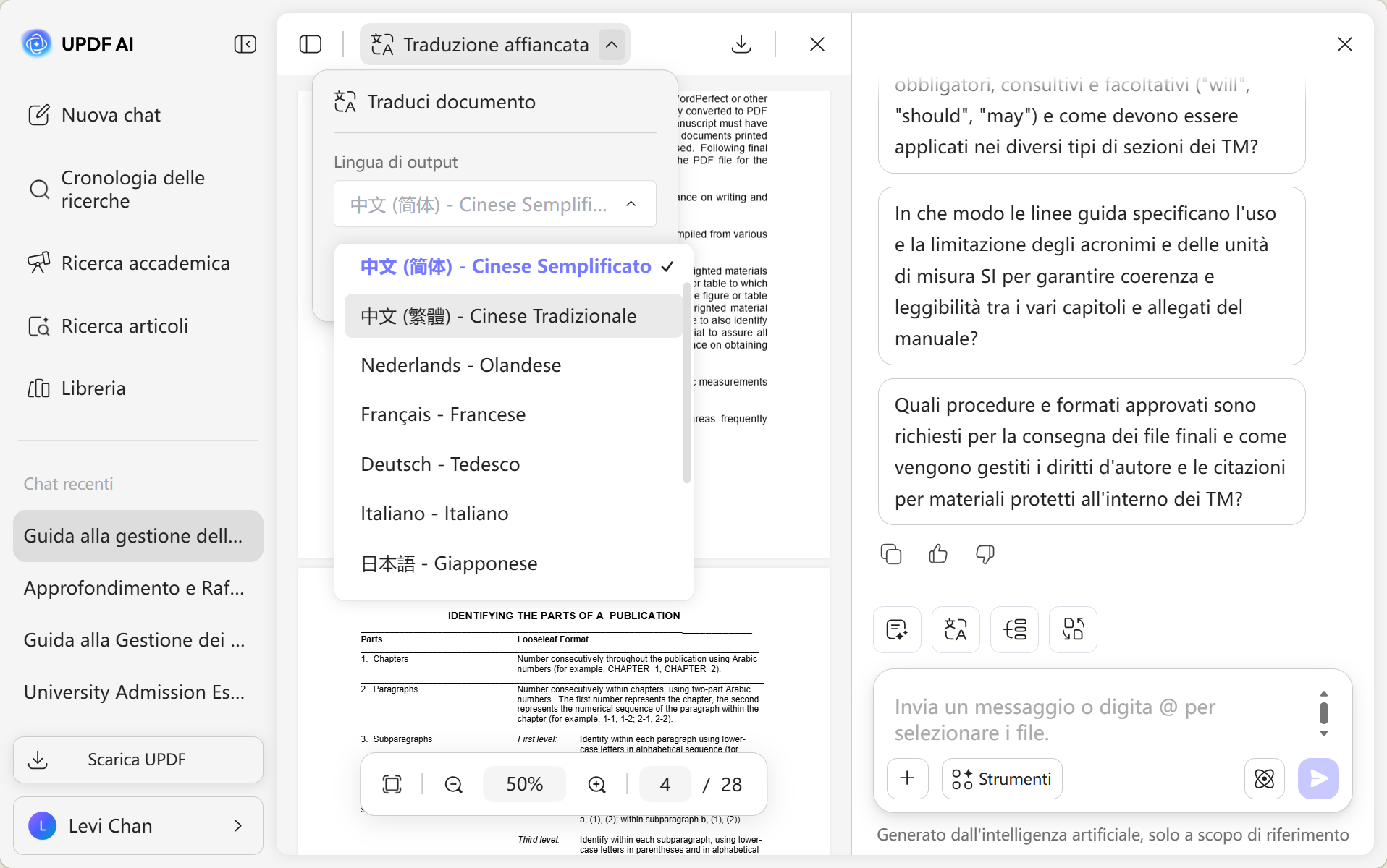 tradurre manuali tecnici con updf ai