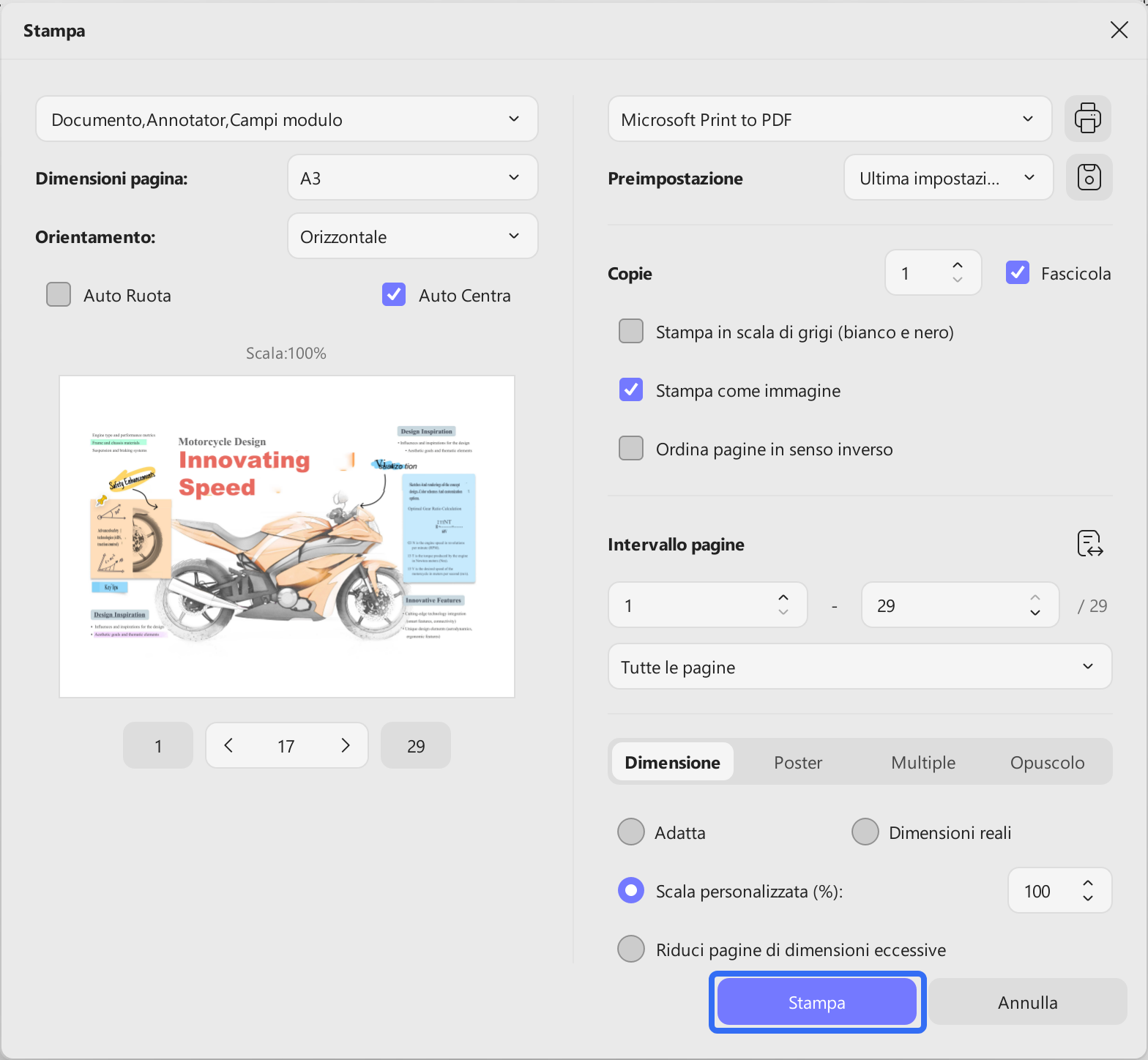 adjust print properties and settings