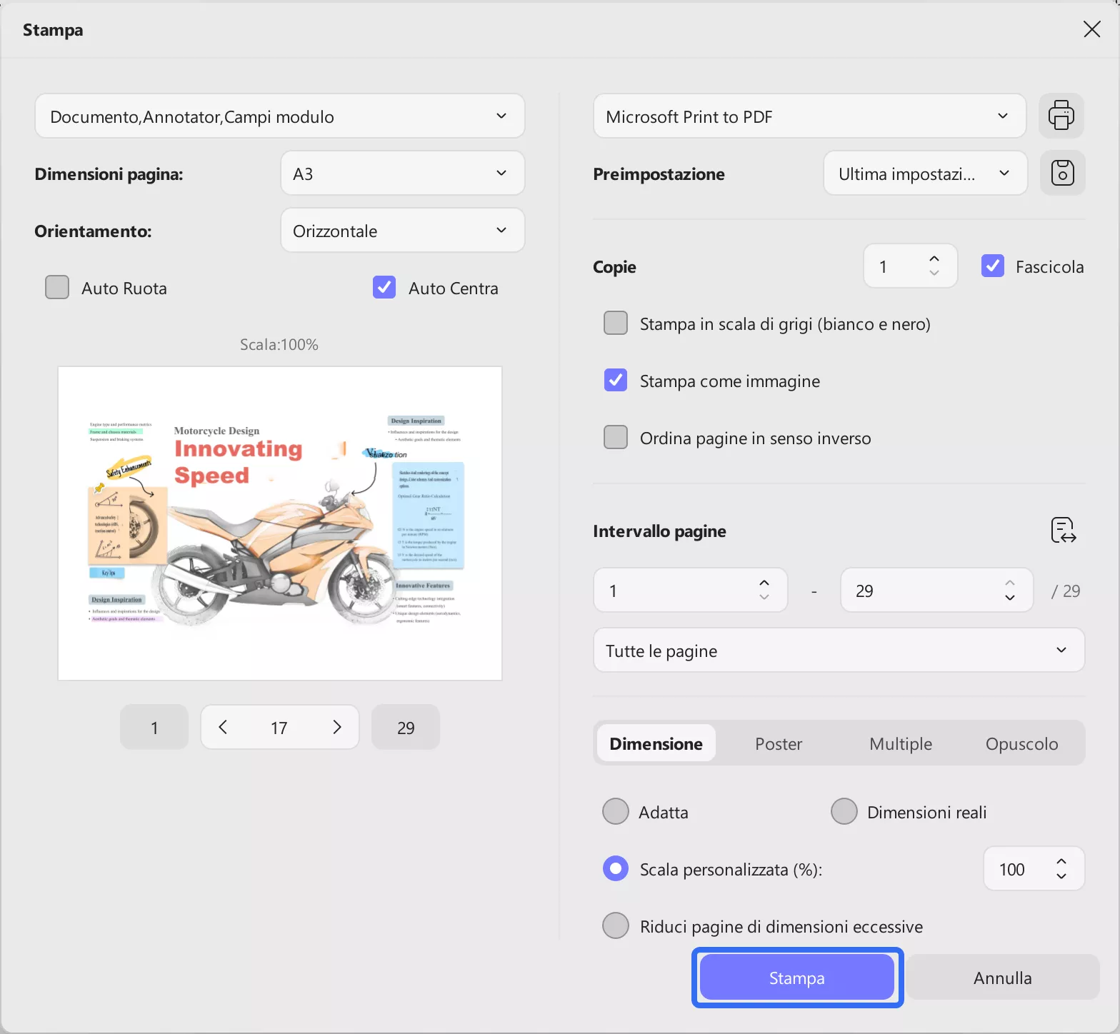 adjust print properties and settings