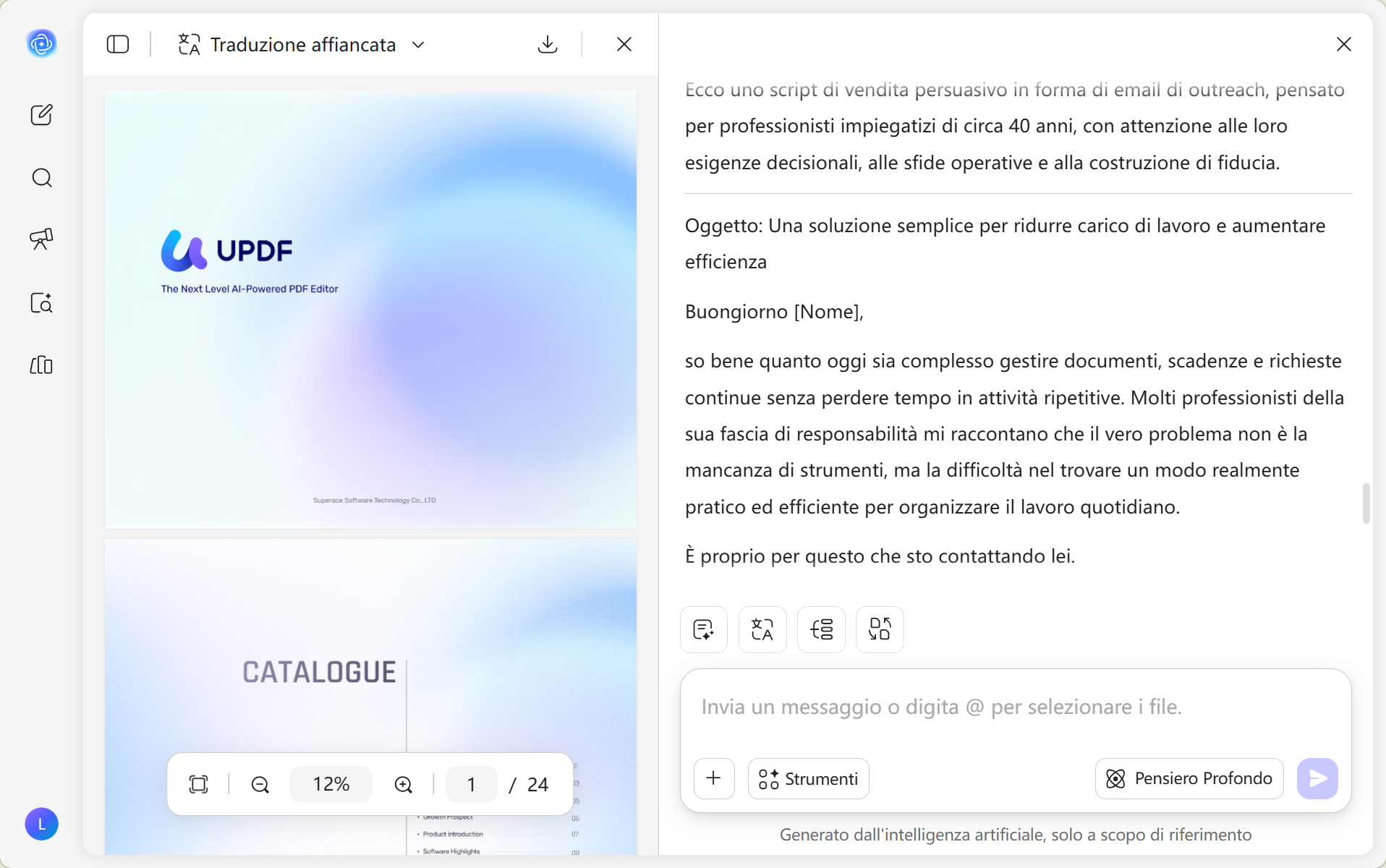 come usare il generatore di script di vendita updf ai