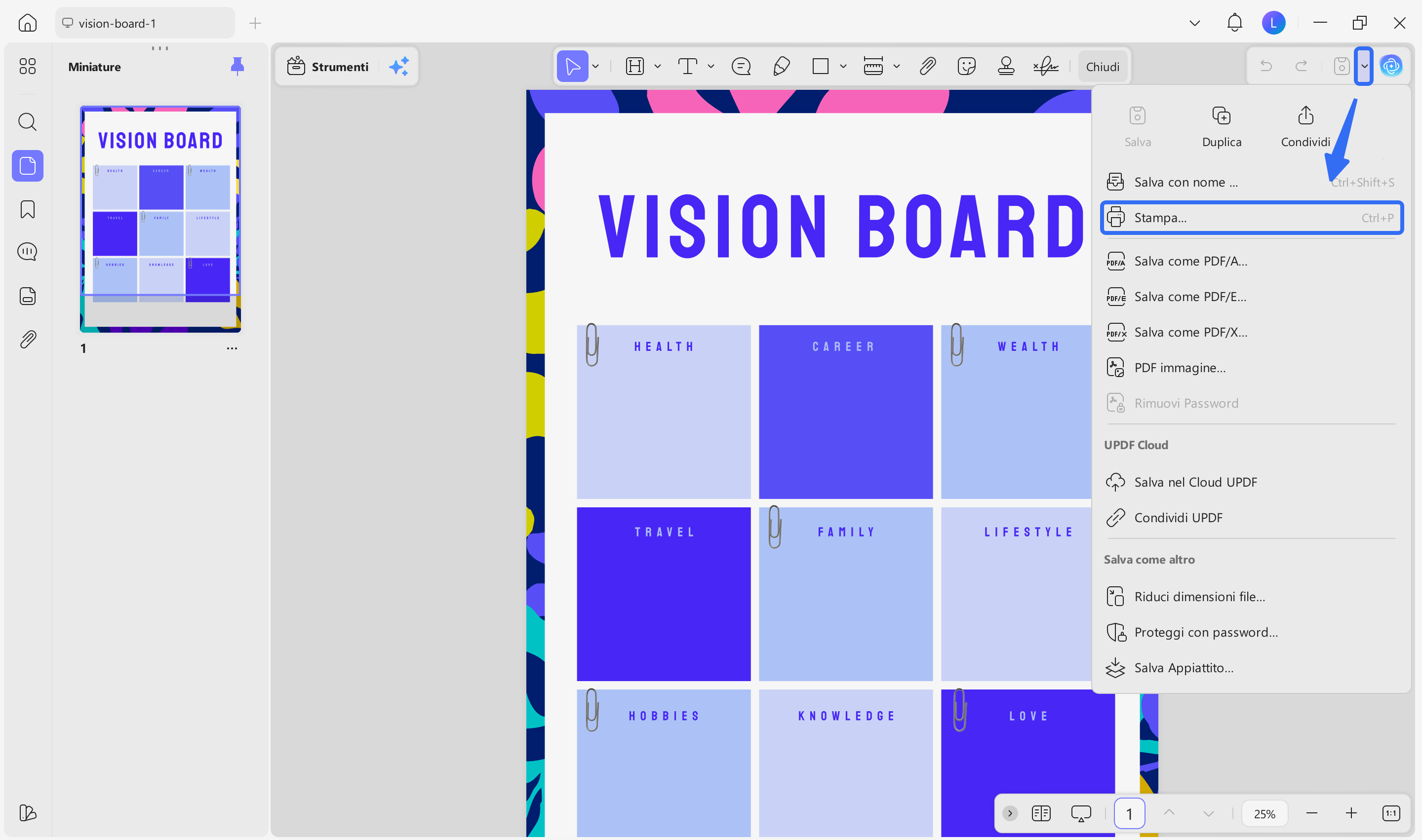 vision board template print