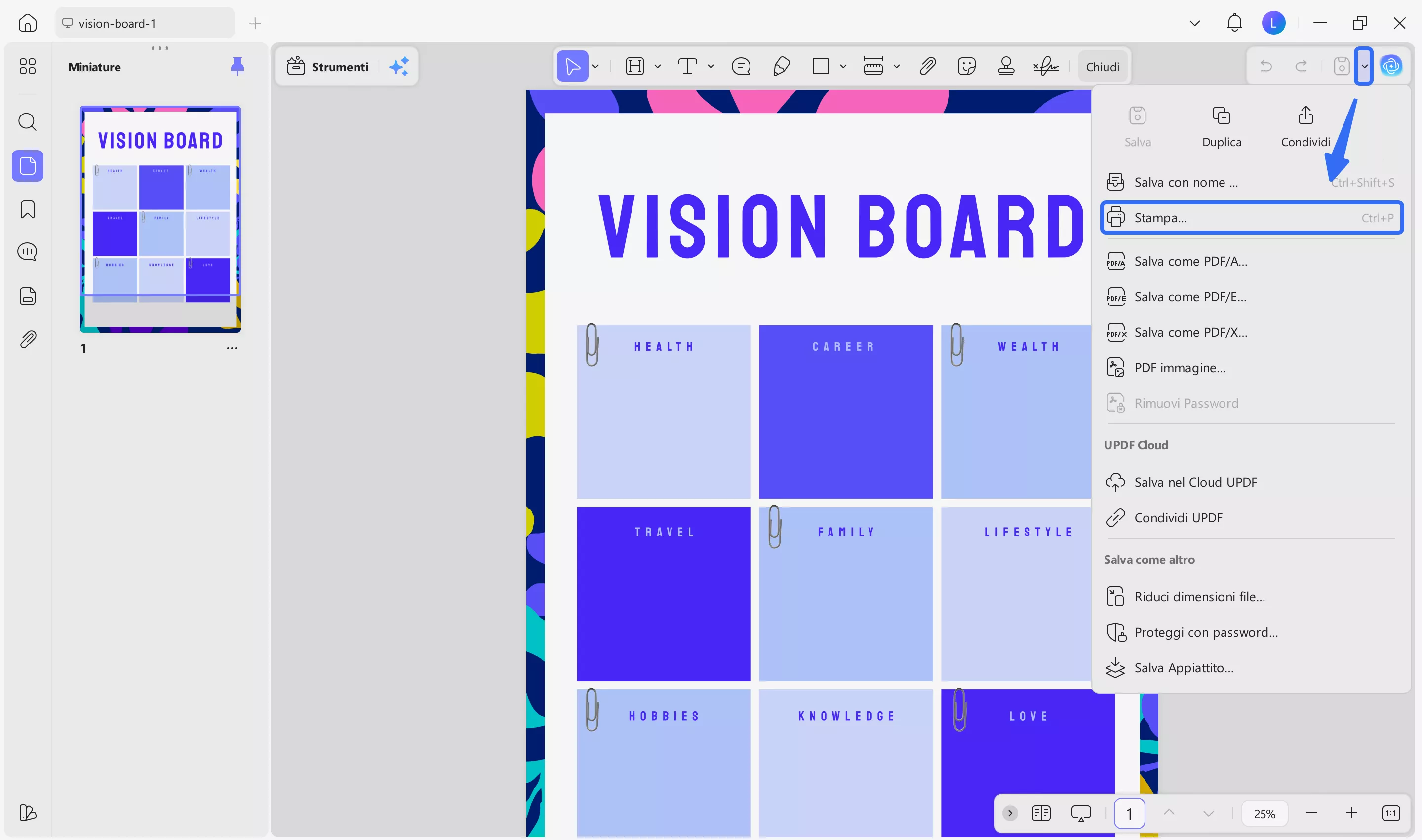 vision board template print
