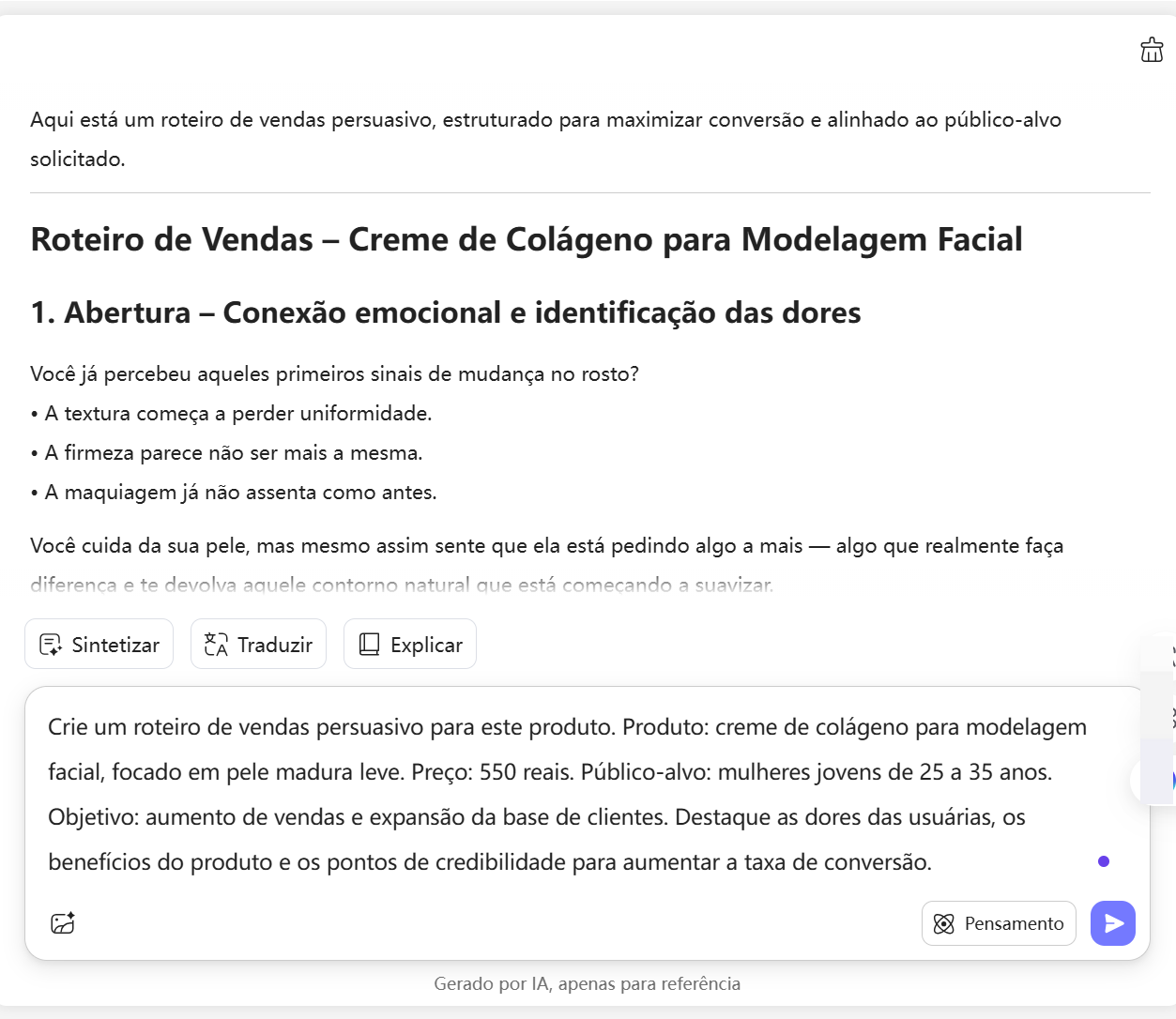 usar o gerador de script de vendas do updf ai