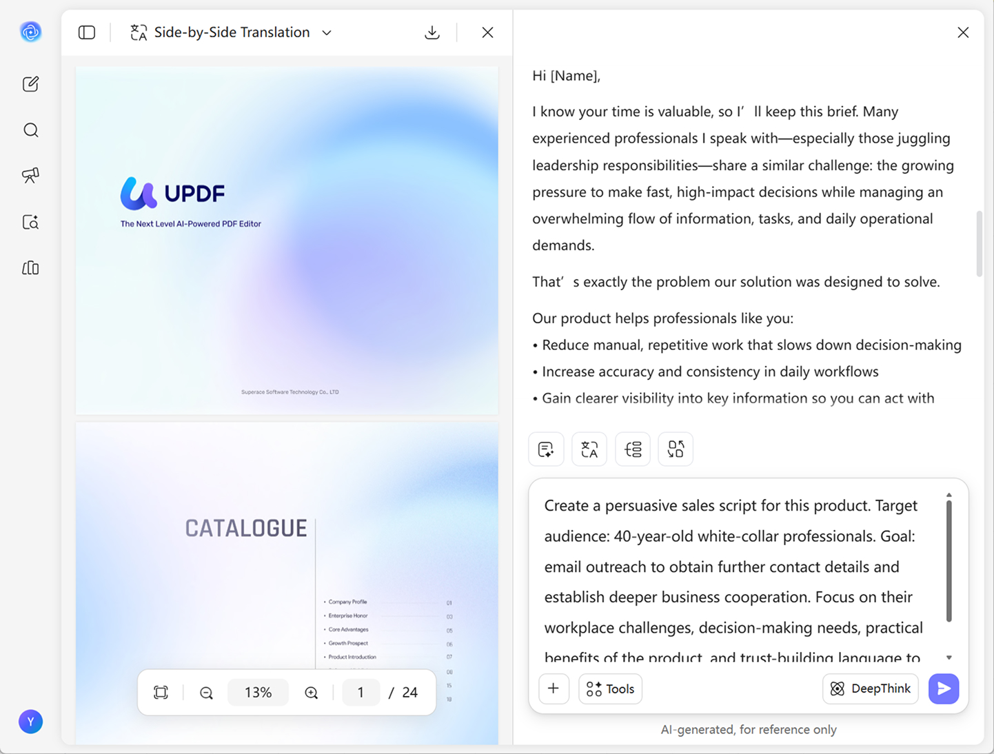 use updf ai sales script generator
