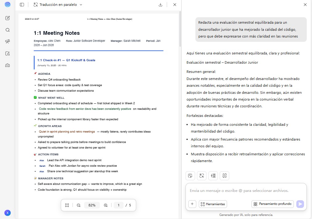Cómo usar UPDF AI para redactar evaluaciones de rendimiento