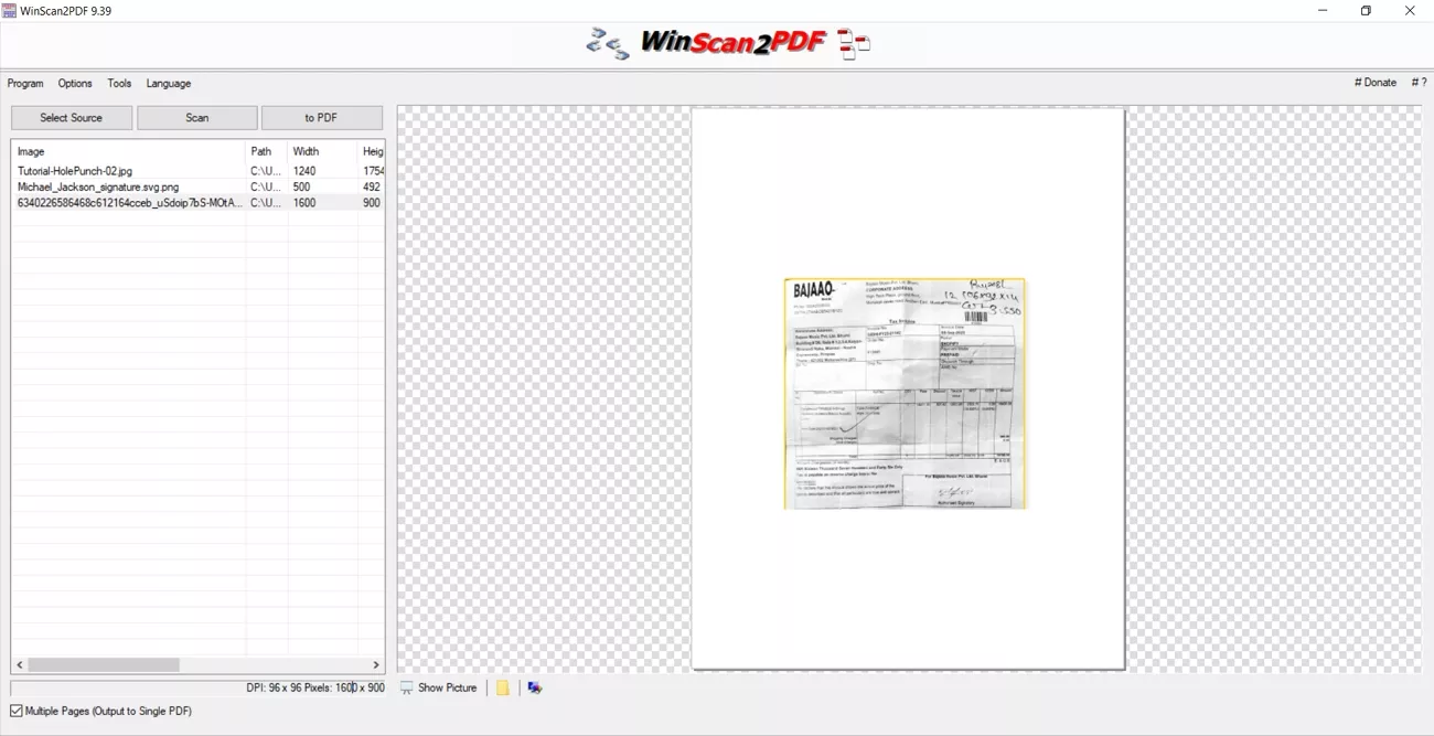 scan to pdf windows tool winscan2pdf