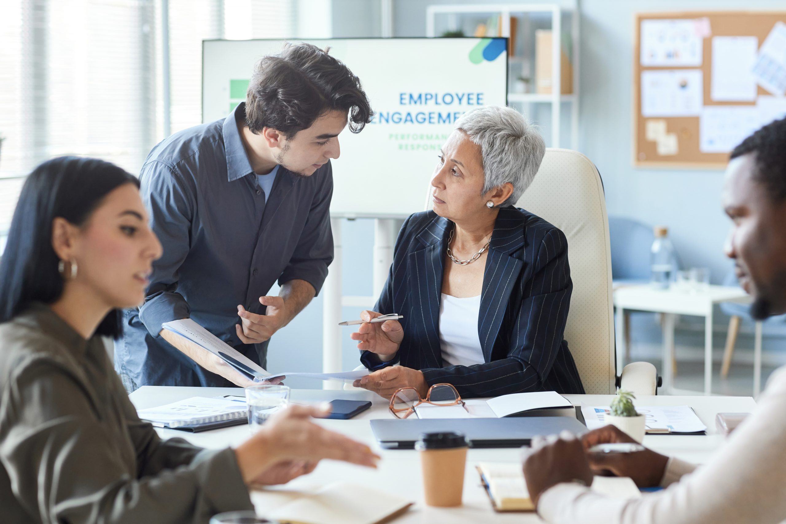 young adults discussing employee engagement