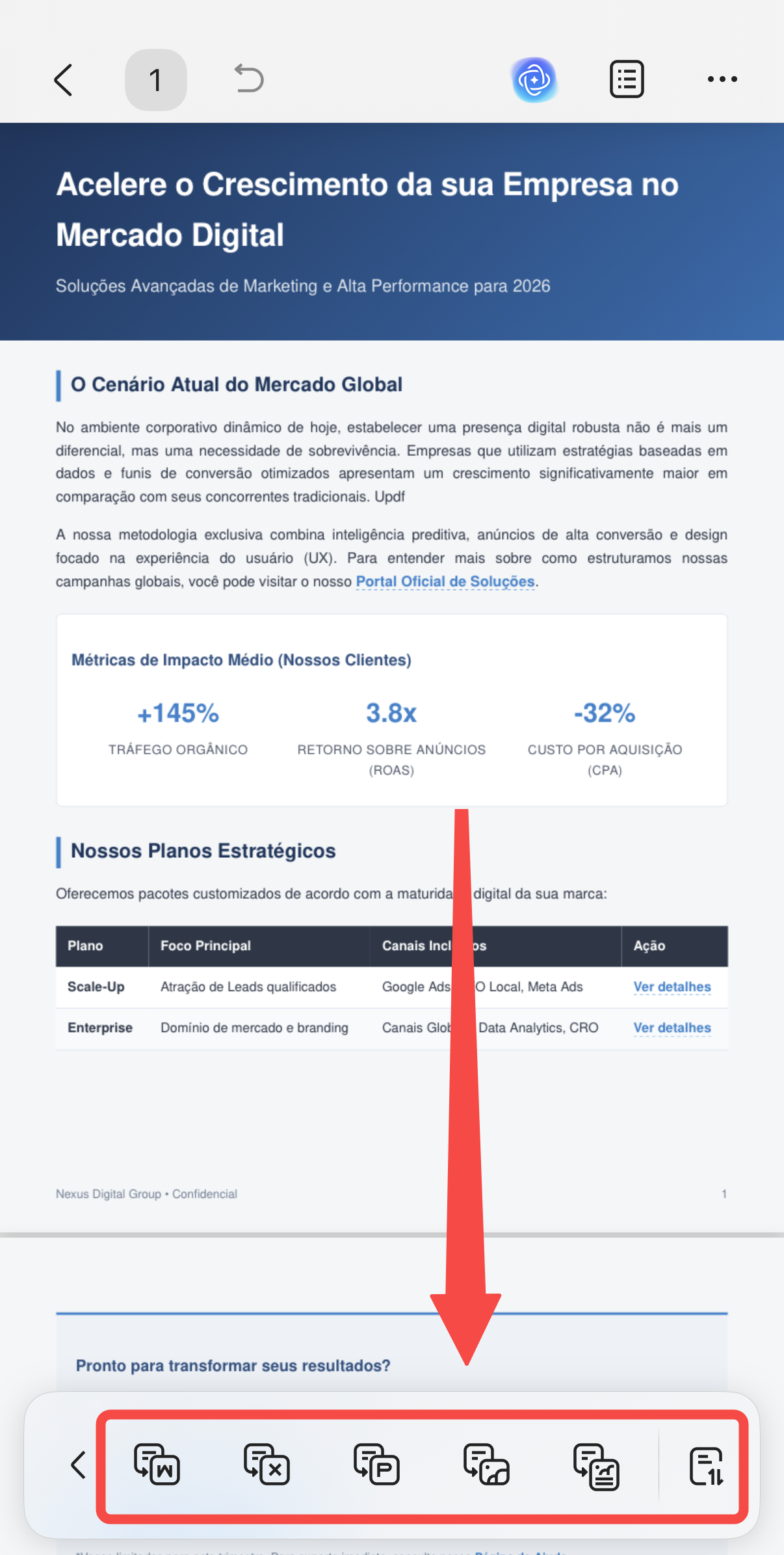 converter pdf para word/excel/powerpoint no updf android