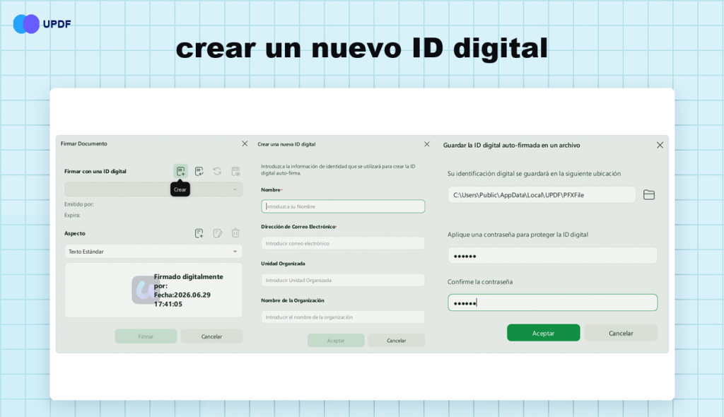 Crear un nuevo ID digital para realizar una firma digital