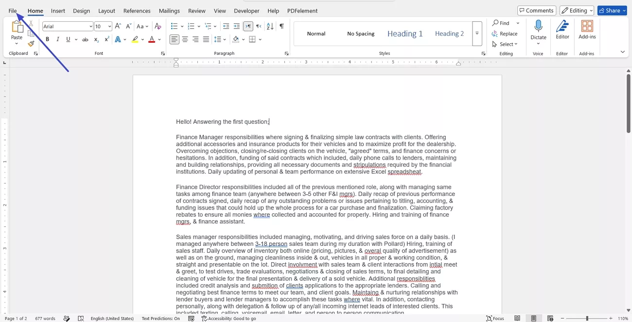 access ms word files option windows