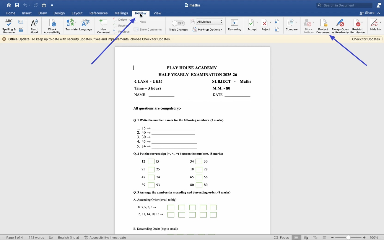 protect document ms word mac