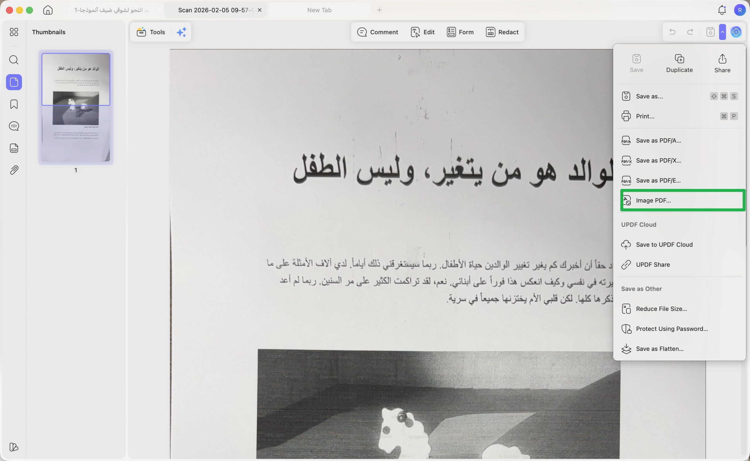 حفظ ملف PDF كملف Image PDF