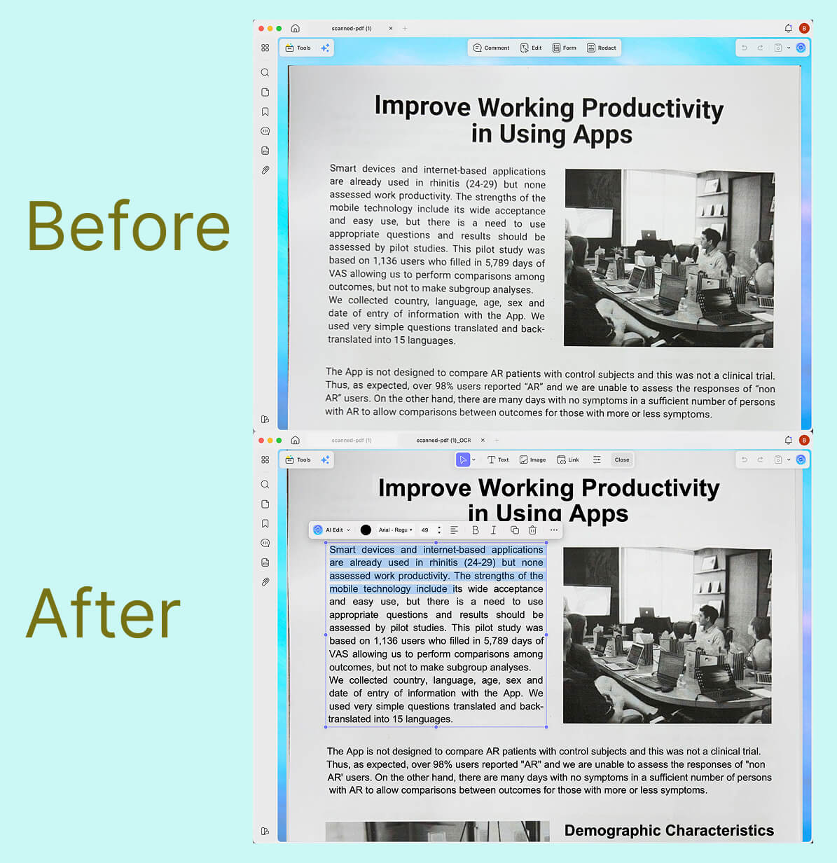 Convert Scanned PDF Documents via OCR