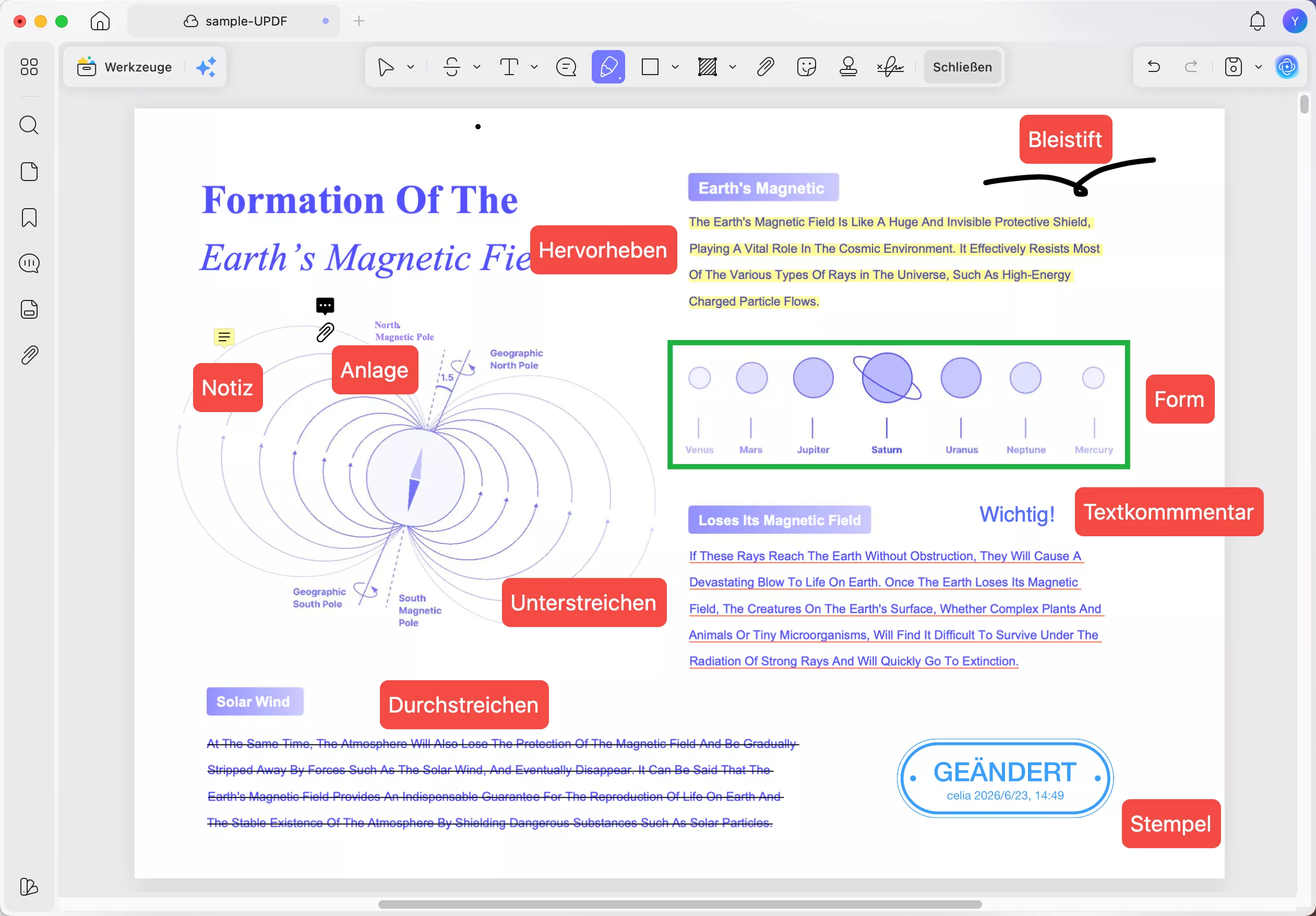 updf – Tools zur Annotation von PDF-Dateien für den Desktop