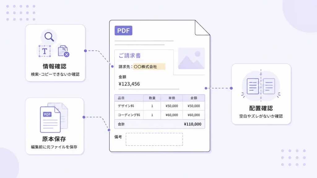 PDF文字削除前の確認事項