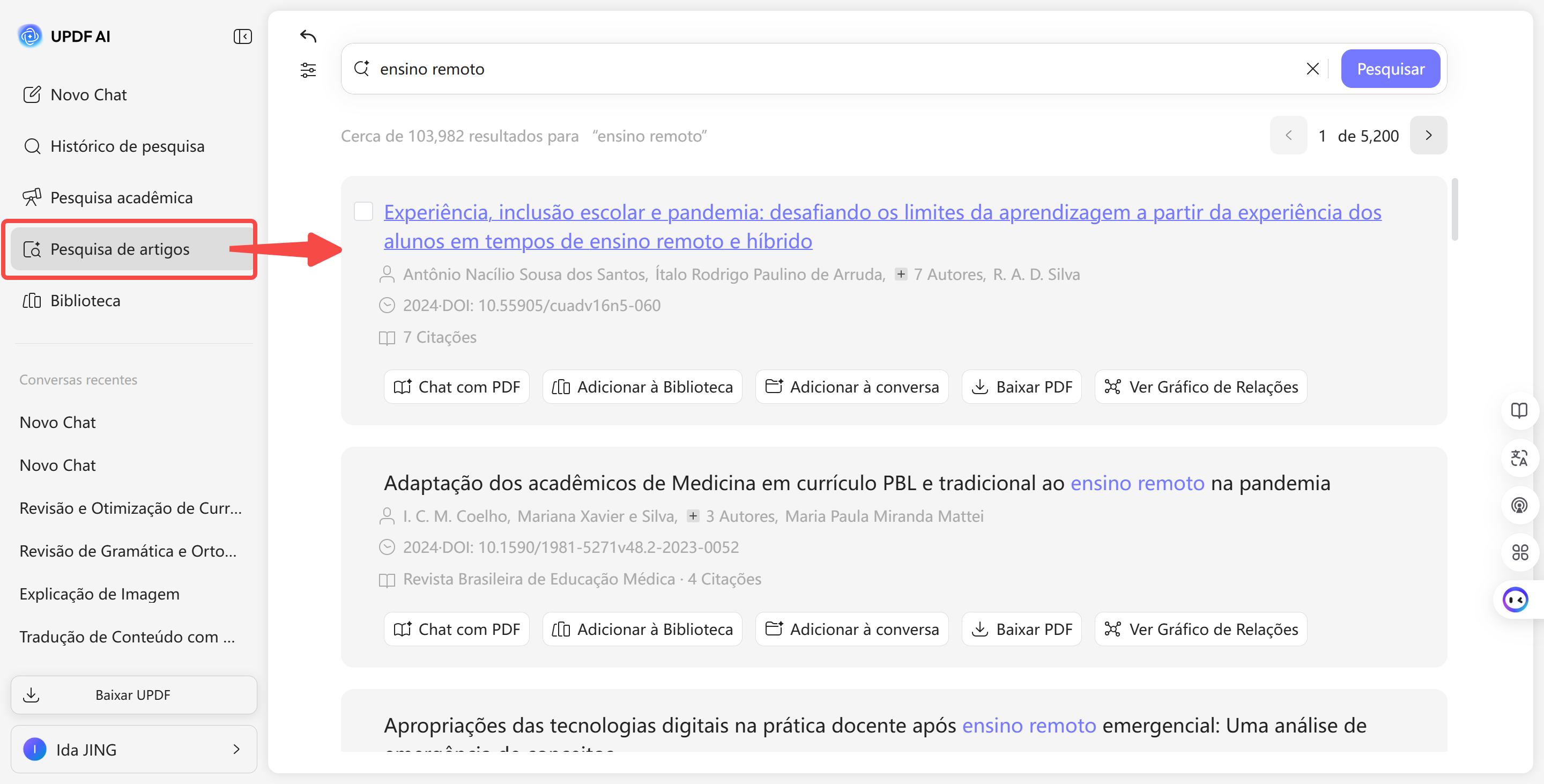 pesquisa de artigos