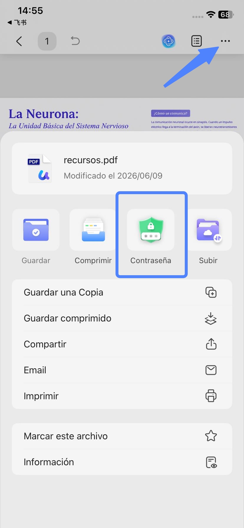 añadir contraseña en pdf en ios