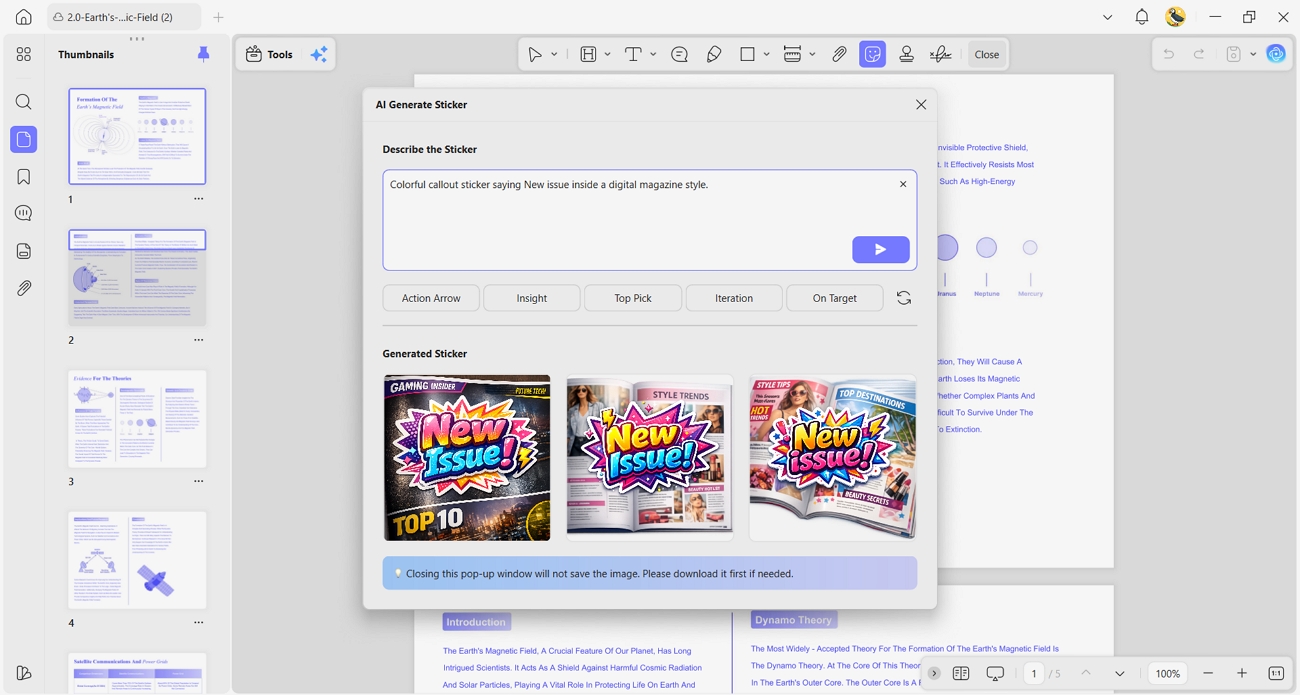 generate ai sticker updf interactive pdf