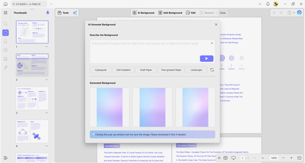 ai background generator pdf page updf