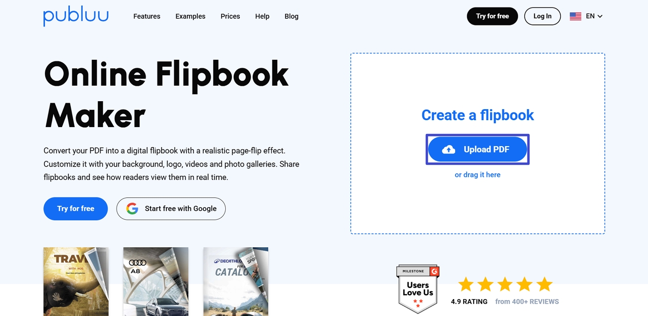 upload existing pdf publuu flipbook maker
