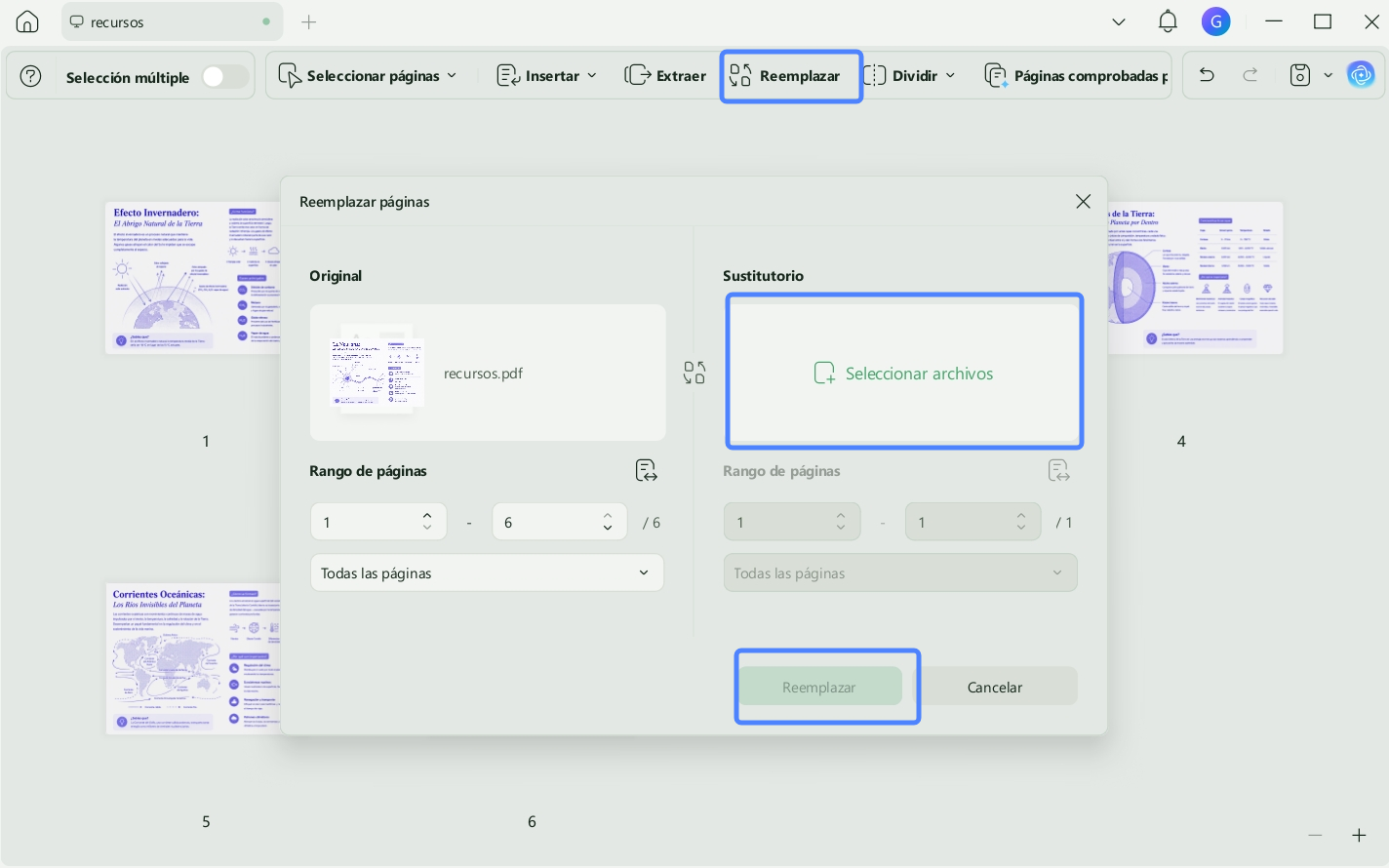 reeemplazar pdf imagen con imagen foto o archivos seleccionados