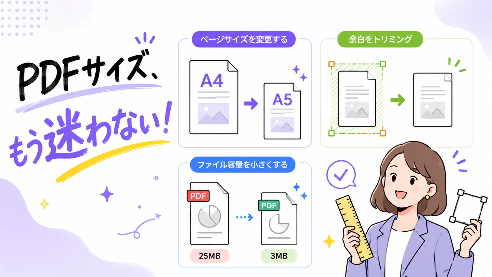 PDFのページサイズをA4に統一するイメージ