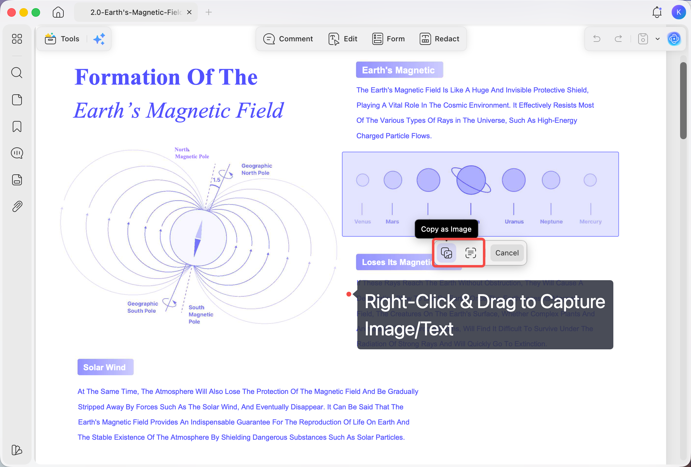 right click and drag to capture image or text updf mac