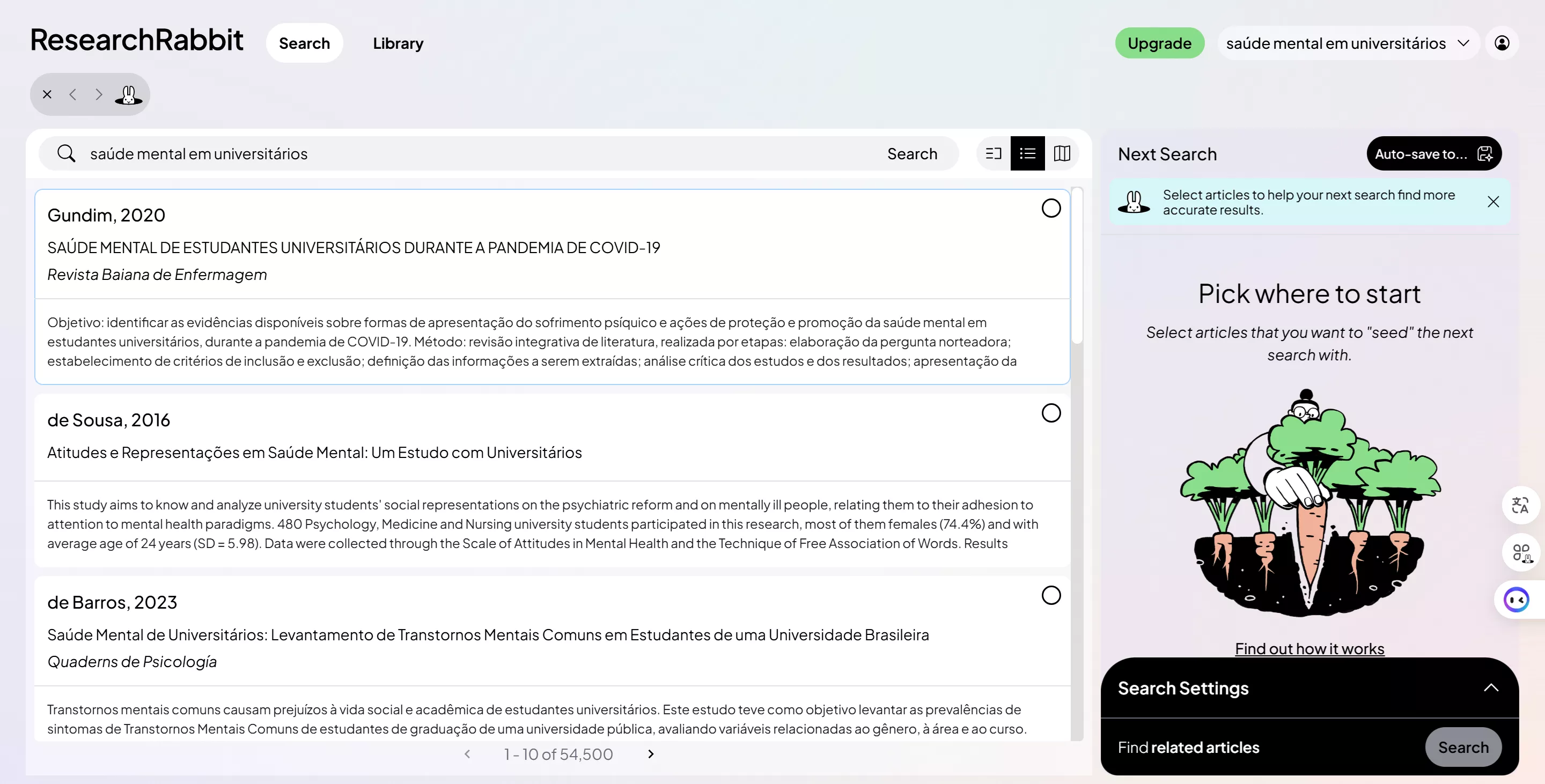 saúde mental em universitários em researchrabbit