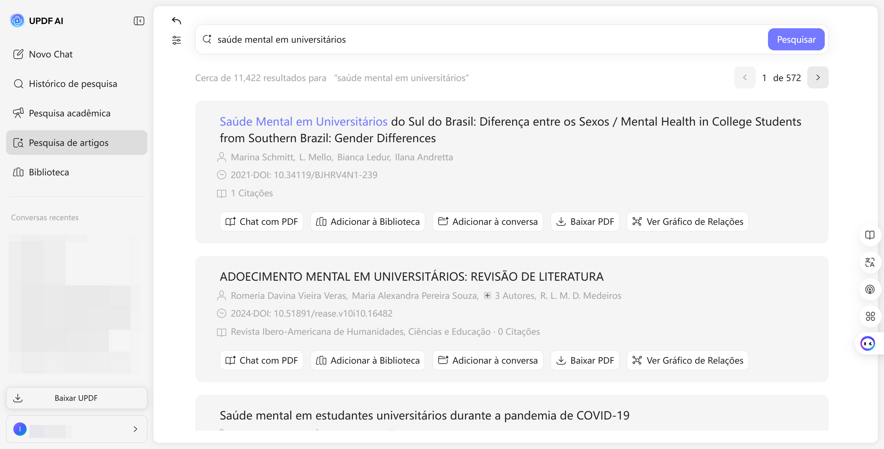 saúde mental em universitários em updf ai