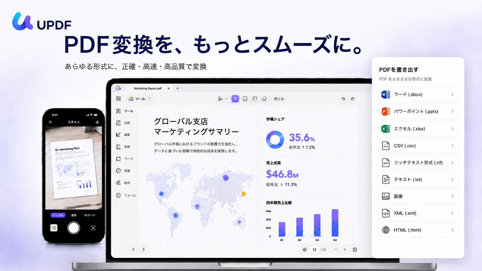 UPDFで簡単な変換を実現