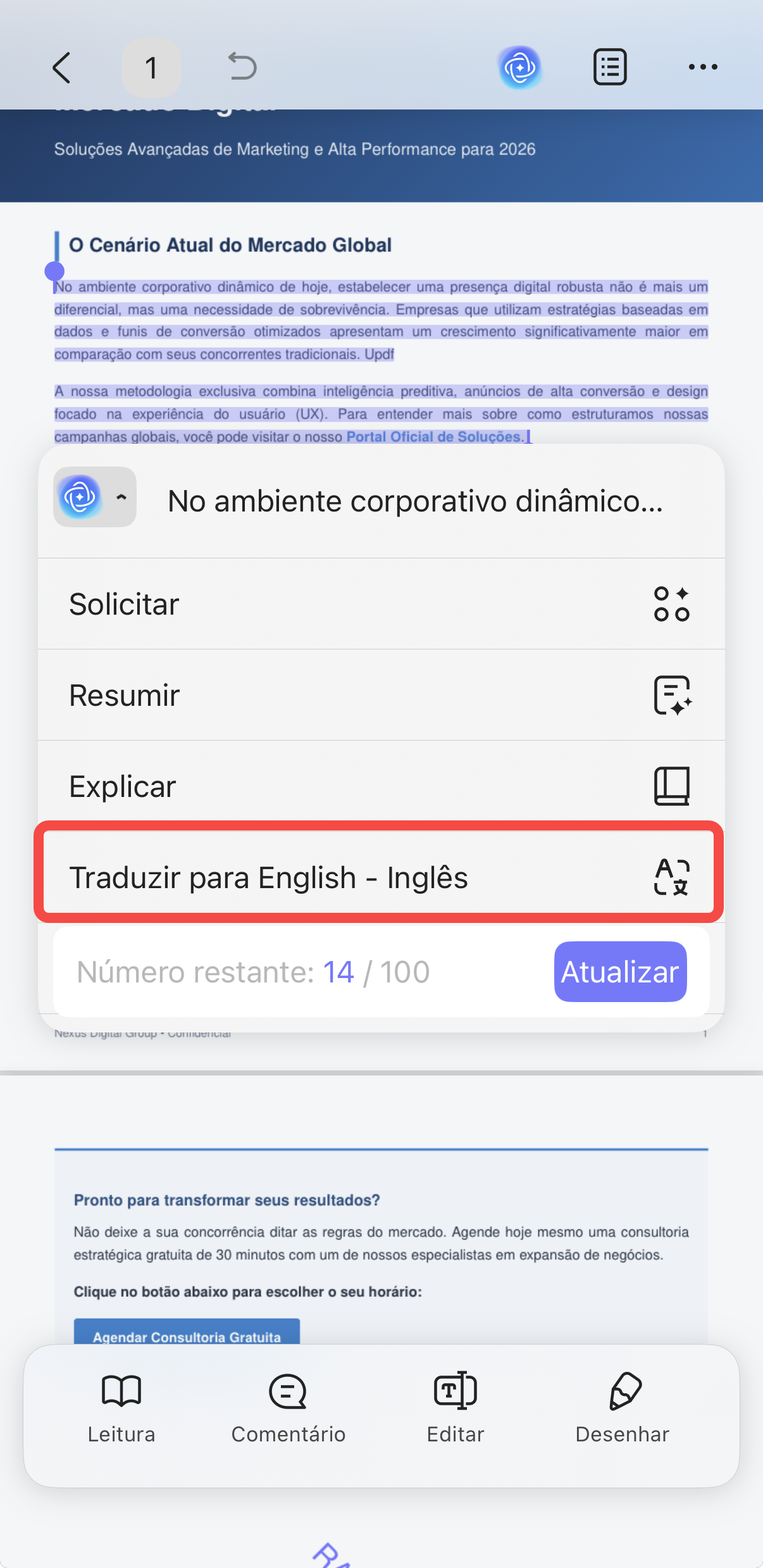 usar updf ai para traduzir pdf