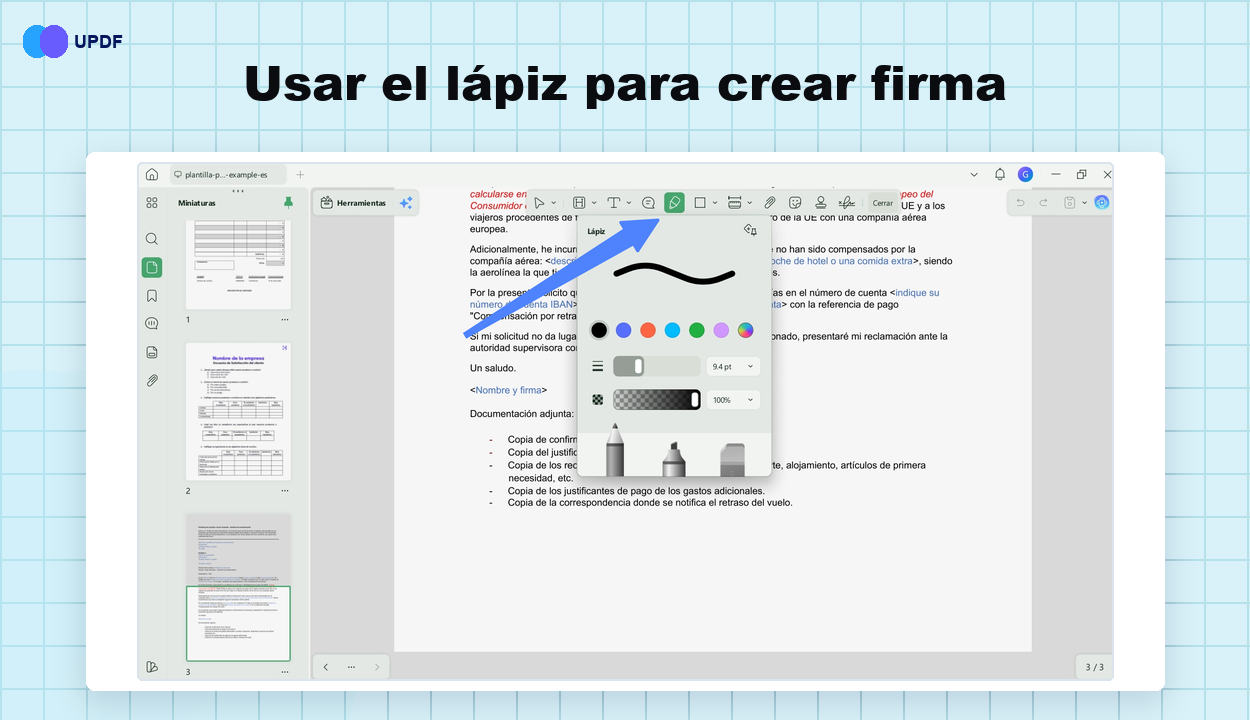 Usar el lápiz para crear una firma manuscrita