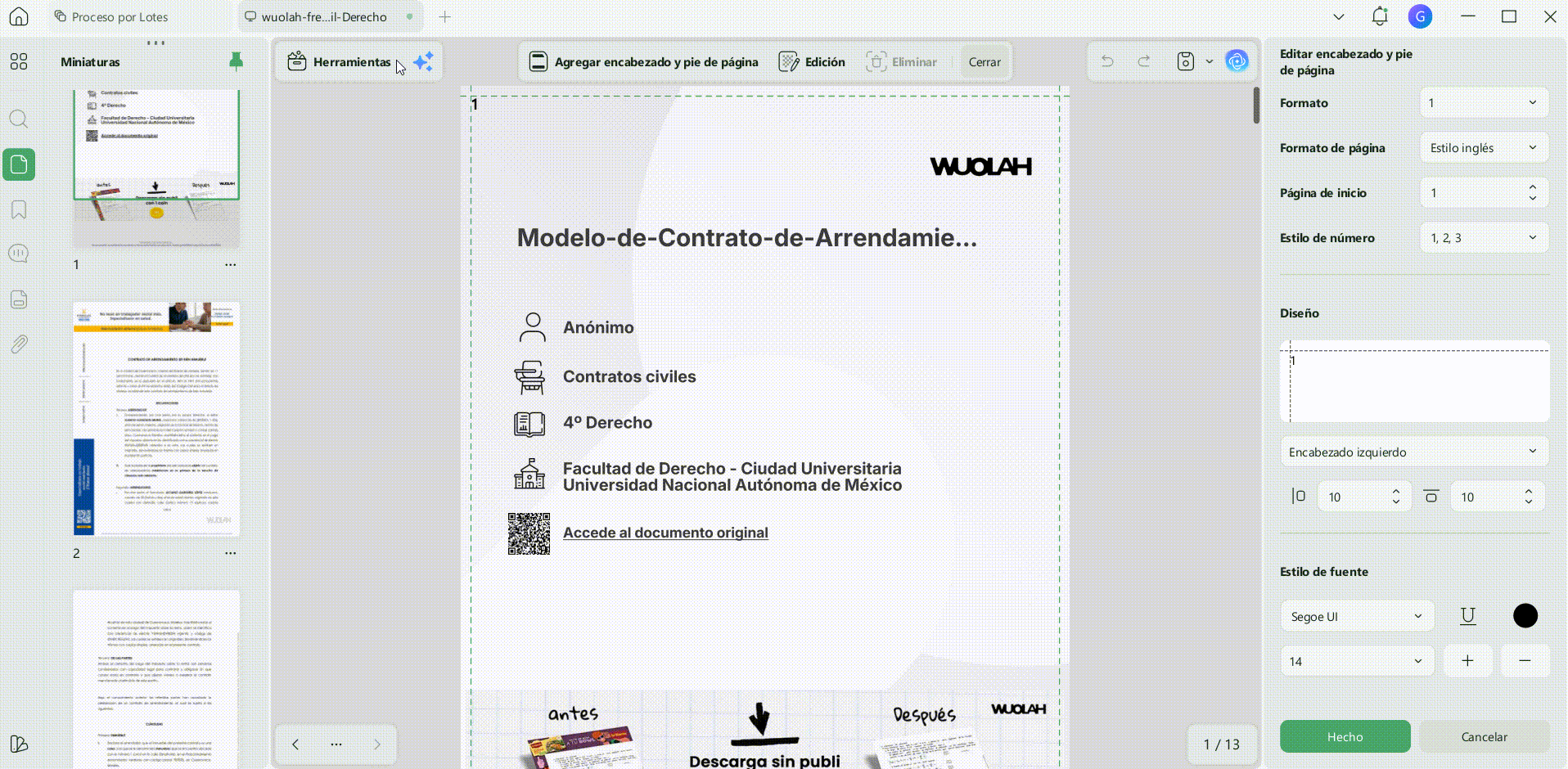 Cómo numerar un PDF desde una página concreta o solo algunas páginas