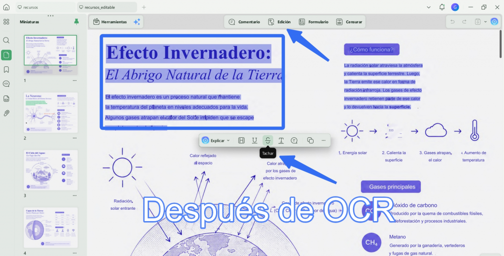 resultado de Aplicar OCR antes de tachar texto en un PDF escaneado