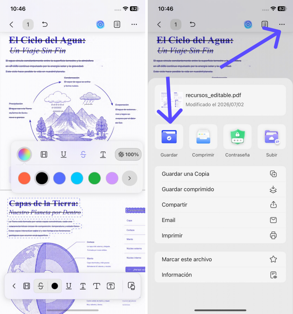 ajustar el color y la transparencia de tachado y guardarlo
