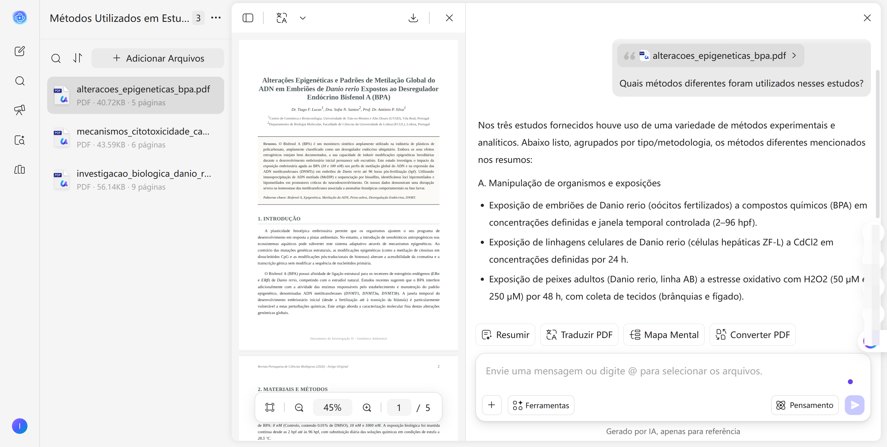 Conversa com IA em vários documentos