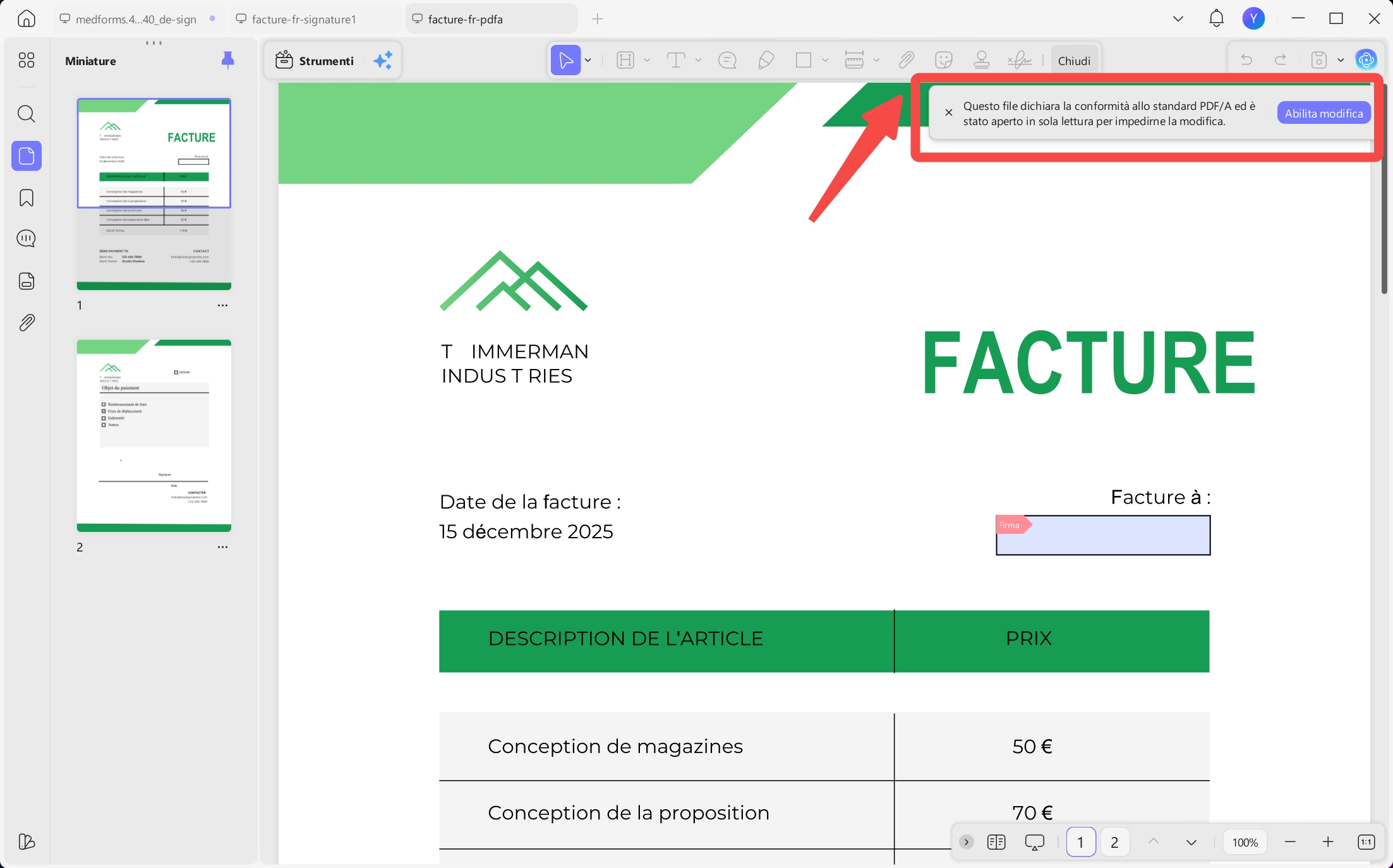 control pdfa document detection