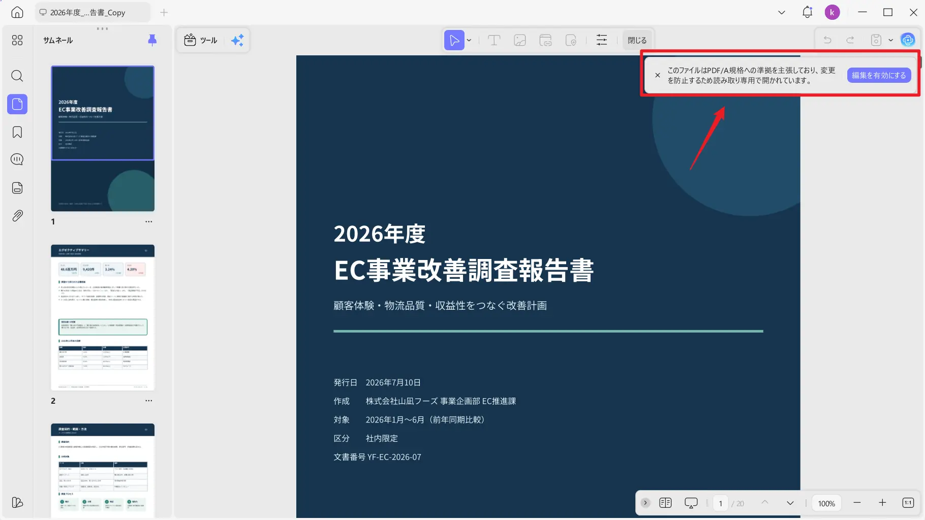 PDF/A文書の検出設定