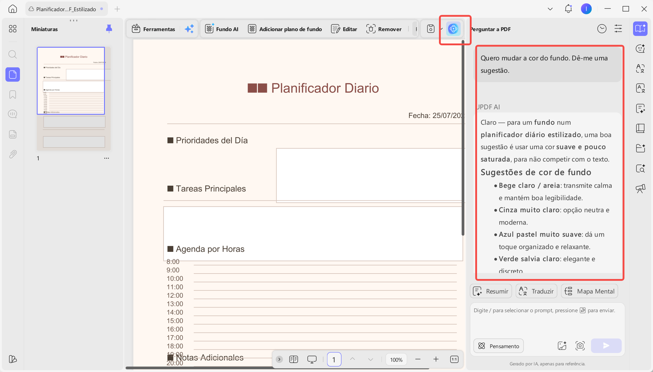 criar fundos com ia no updf