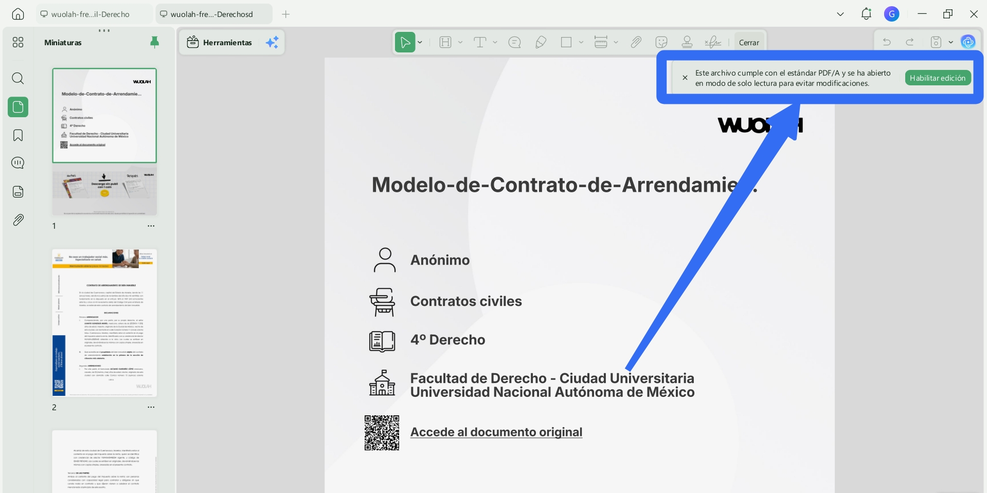 control de detección de pdfa