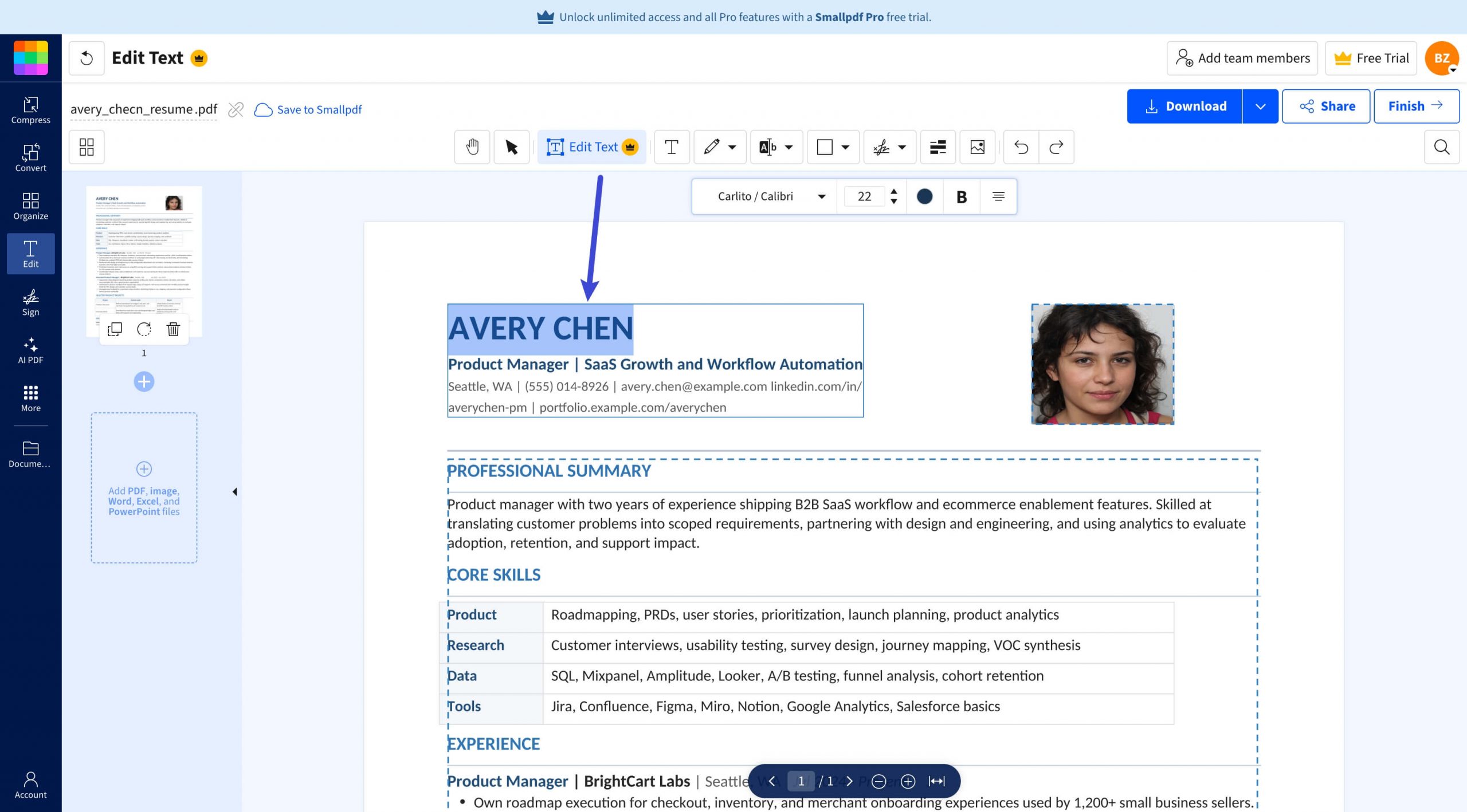 edit pdf online free using smallpdf