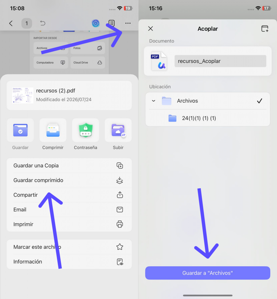 Aplanar un PDF con UPDF en iPhone o iPad