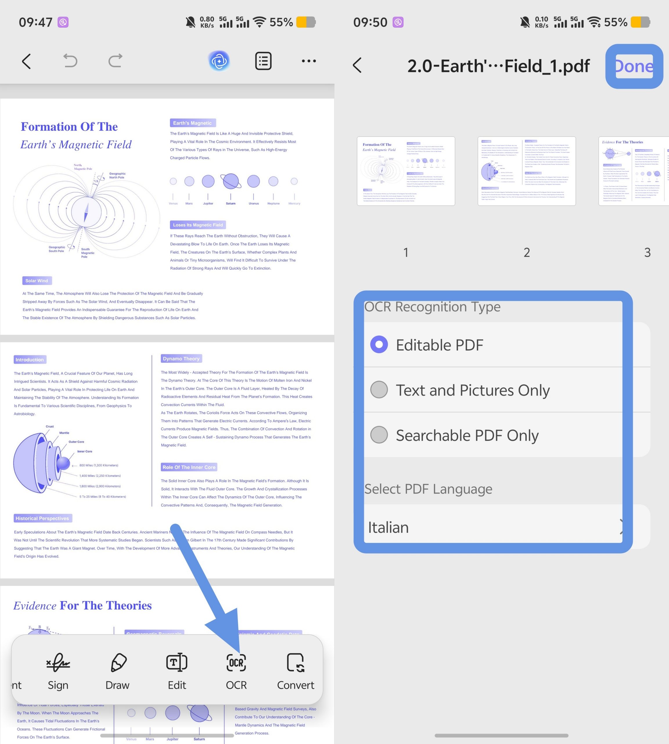 trasformare il documento scansionato in un documento OCR modificabile