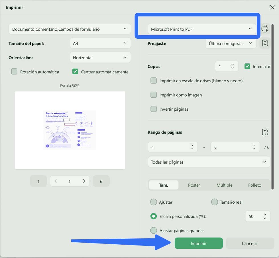 Imprimir como PDF para aplanar PDF