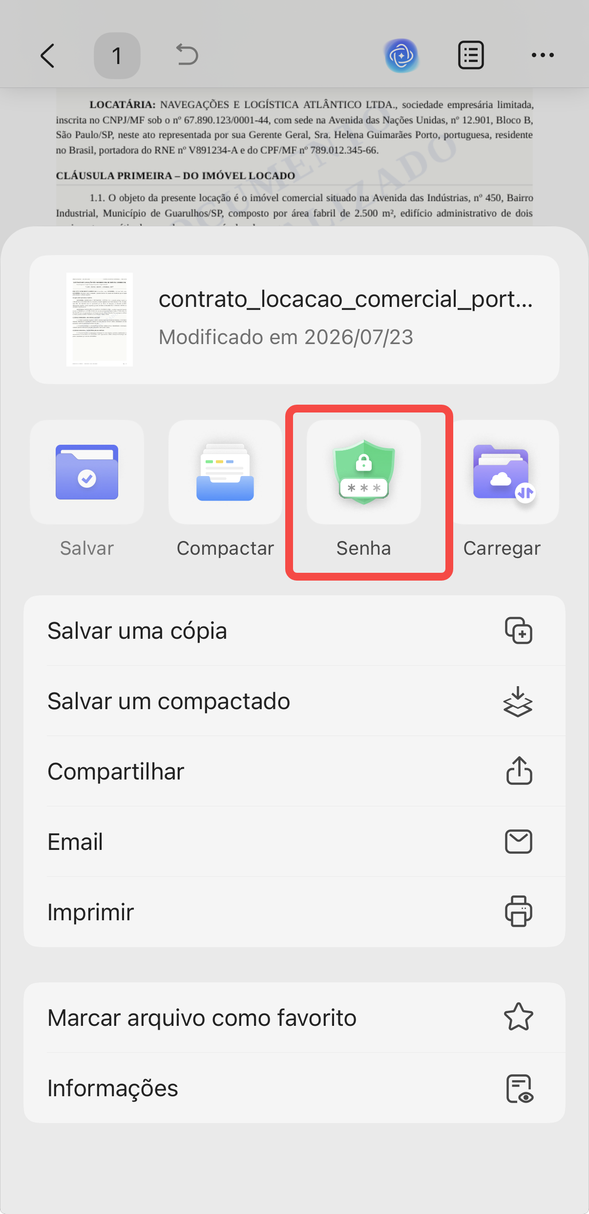 proteger pdf com updf no celular