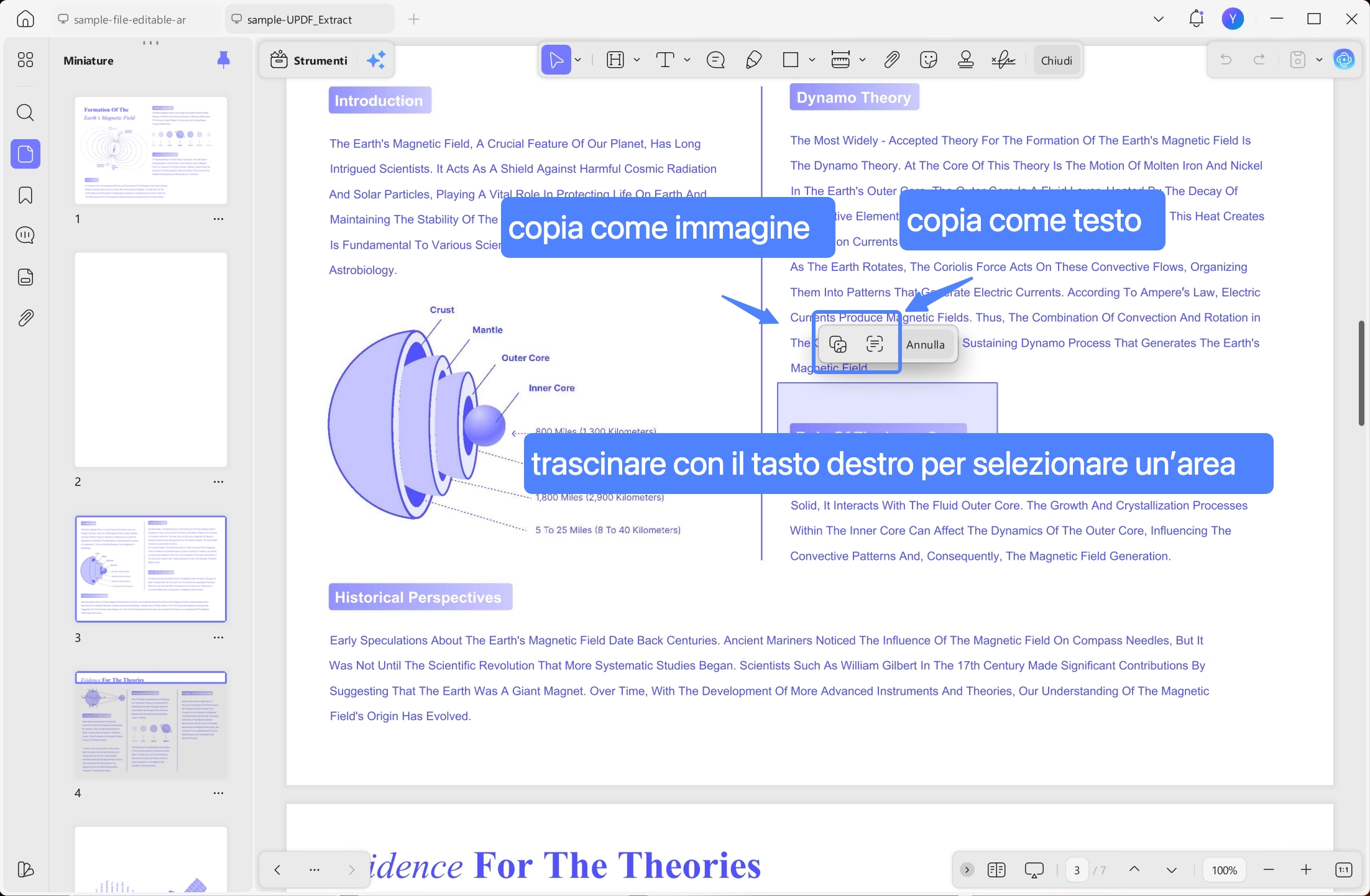 right drag to select pdf area and copy as image or text