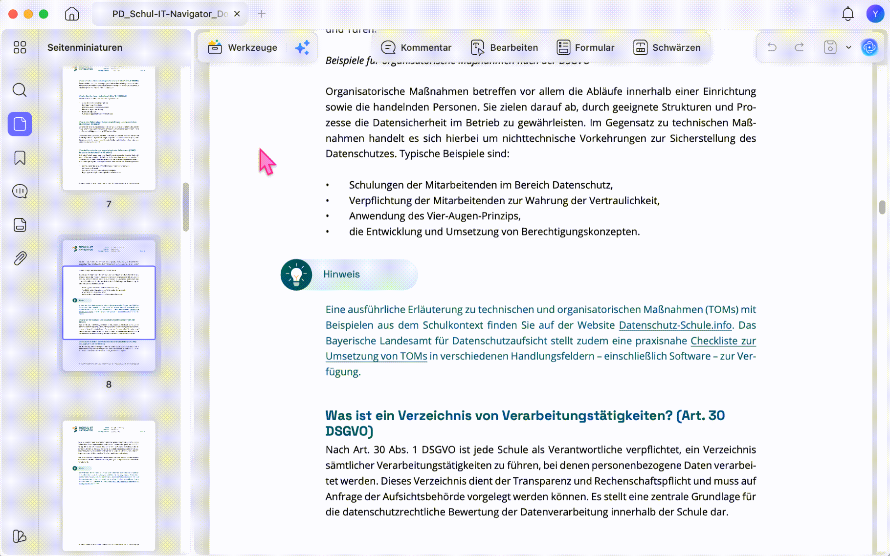 Tiefere Suche im Dokument
