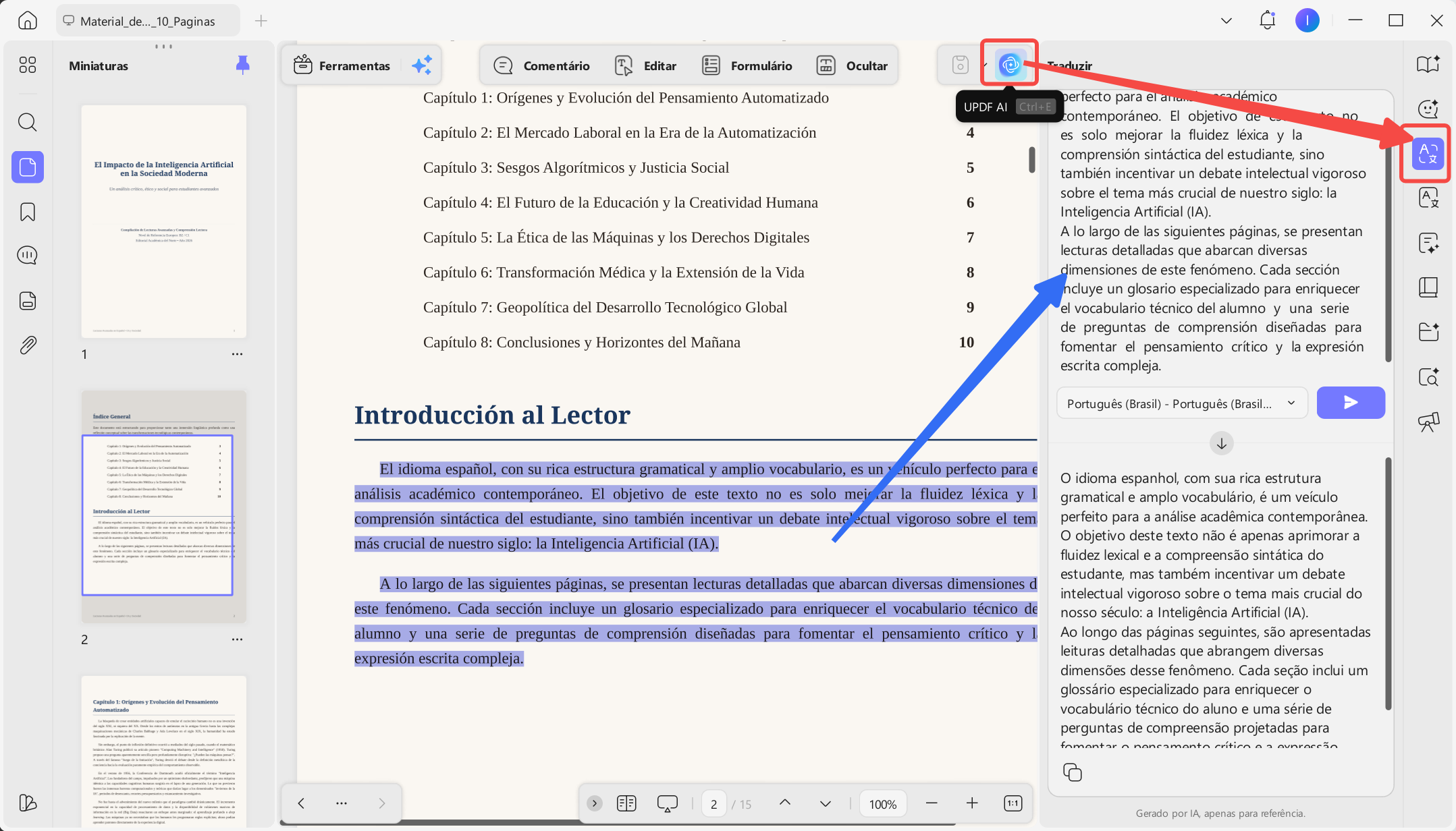 obter uma tradução imediata