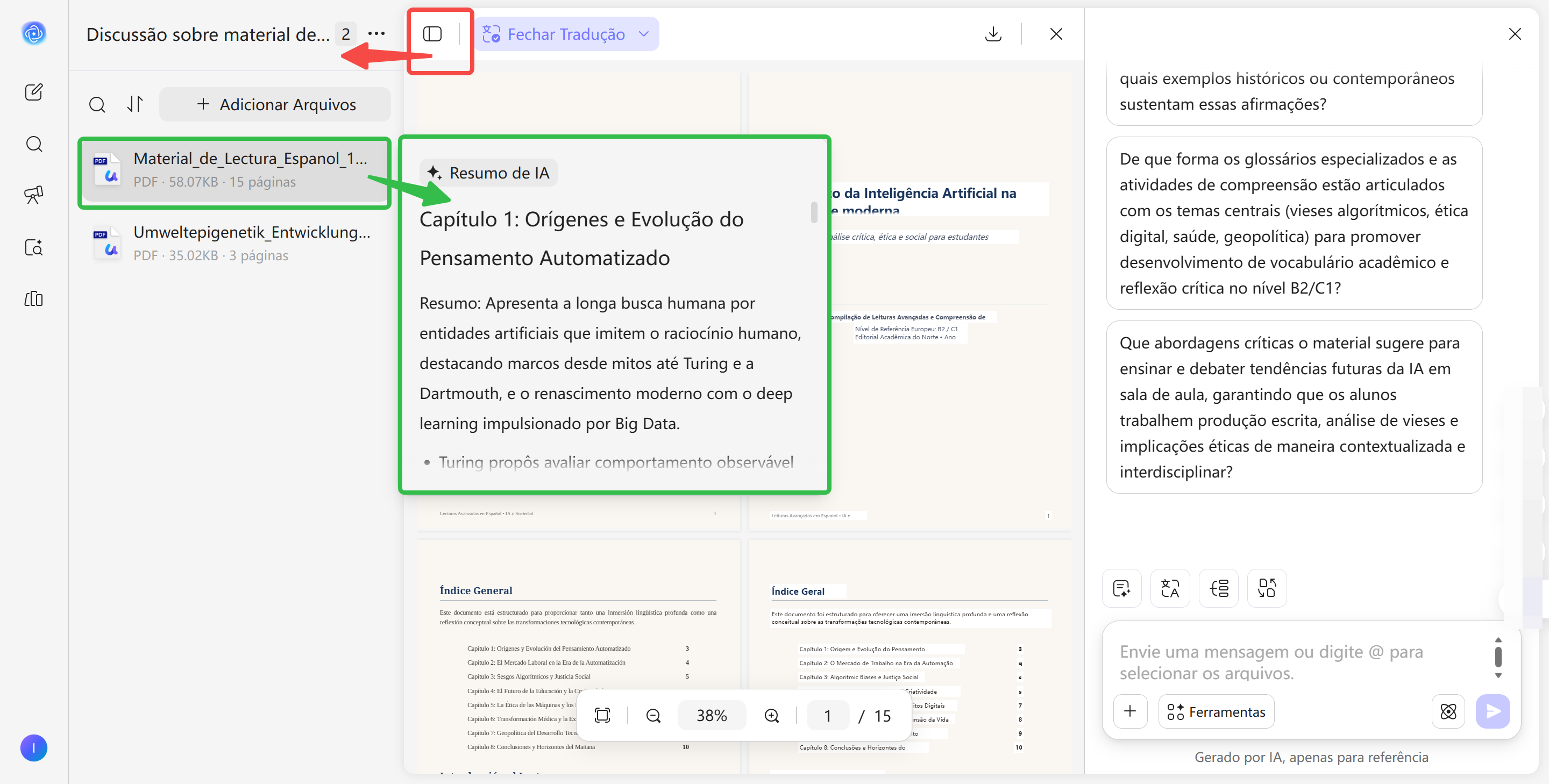 trabalhar com vários PDFs