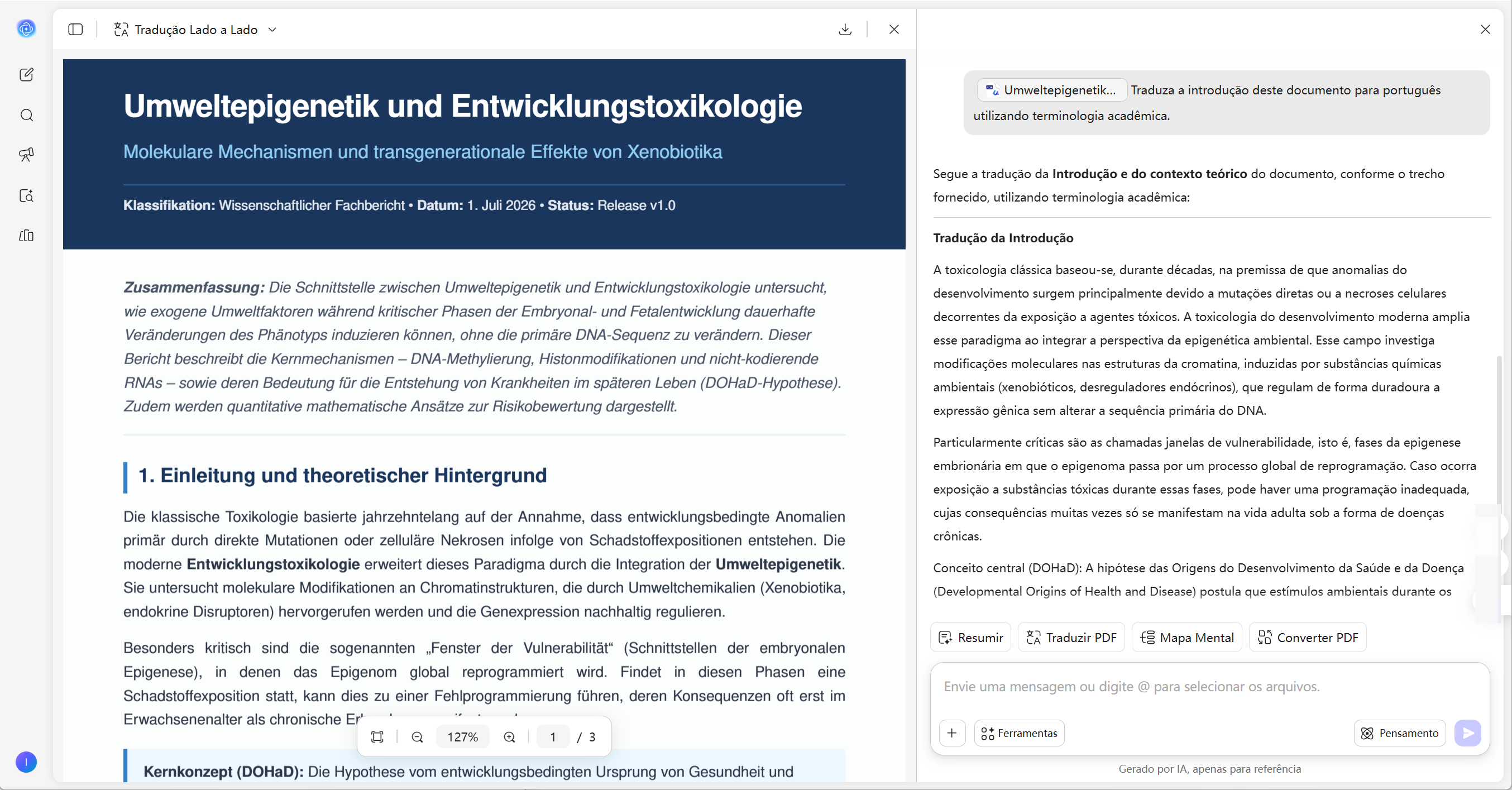 Traduzir apenas uma parte do PDF